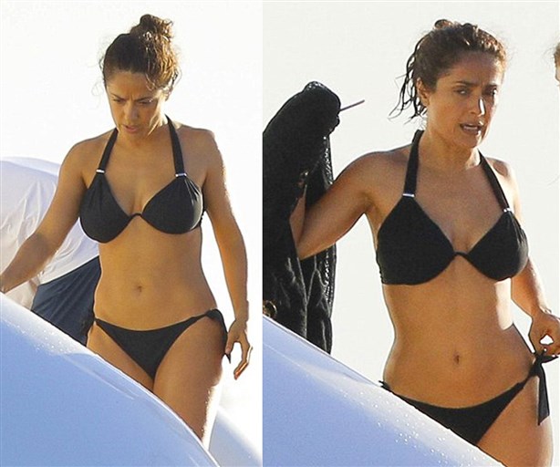Salma Hayek, sexy en bikini a los 48 años