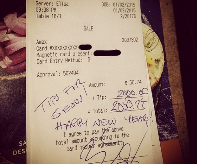 Cliente deja propina de 2 mil dólares en restaurante mexicano de San Francisco Cliente deja propina de 2 mil dólares en restaurante mexicano de San Francisco