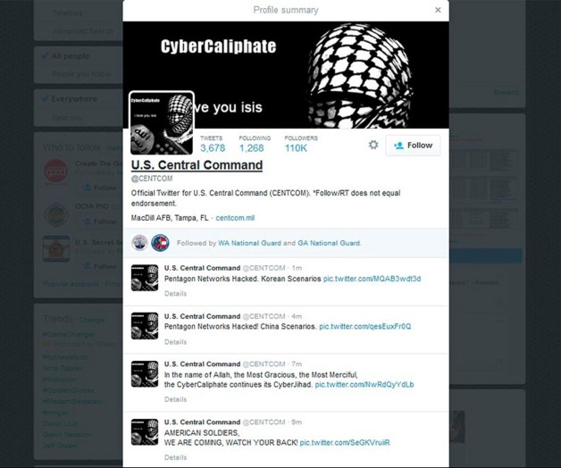 Yihadistas hackean cuenta de Twitter del Comando Central de EU Yihadistas hackean cuenta de Twitter del Comando Central de EU