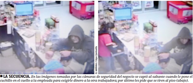 Cuchillo en el cuello,las obliga a entregarcontenido de la caja