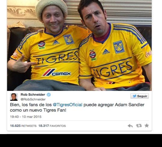 Rob Schneider presenta a su amigo Adam Sandler como aficionado Tigre Rob Schneider presenta a su amigo Adam Sandler como aficionado Tigre