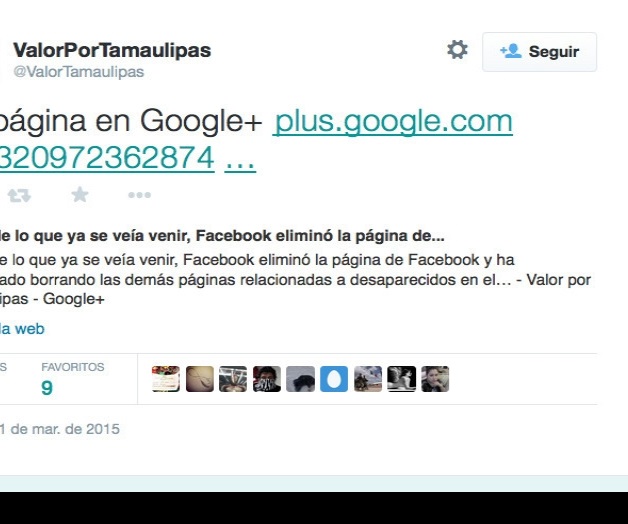 Valor por Tamaulipas eliminado... por Facebook