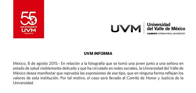 UVM analizará el caso de la estudiante que se tomó selfie con mujer agonizante