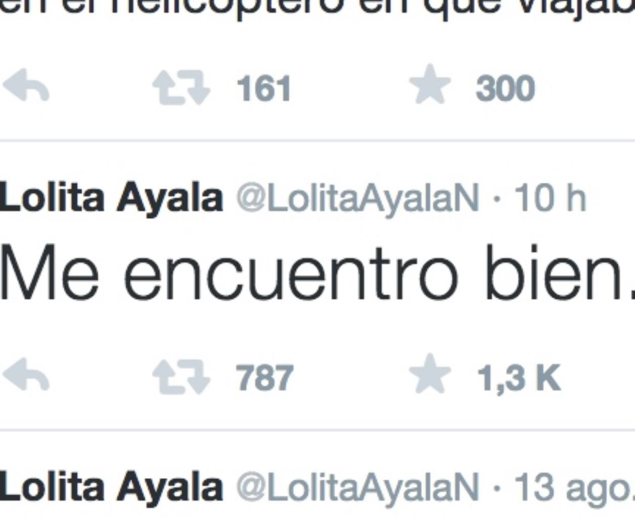 ´Me encuentro bien. Gracias´: Lolita Ayala