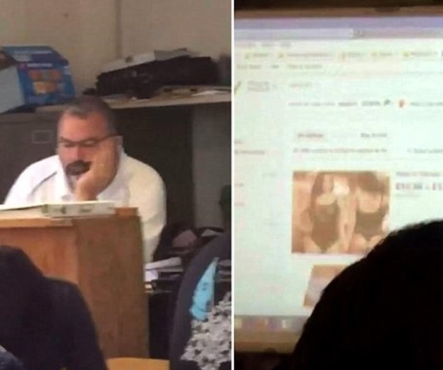 VIDEO: Profesor deja el proyector encendido mientras veía mujeres en lencería