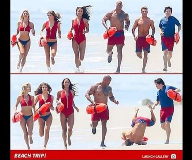 Sufre caída Zac Efron en filmación de Baywatch