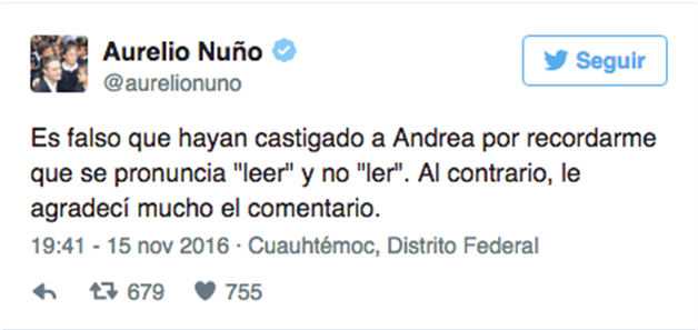 Desmiente Nuño castigo a alumna que lo corrigió