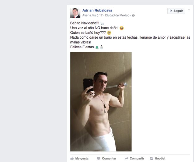 Diputado del PRI publica foto semidesnudo; Arden las redes sociales