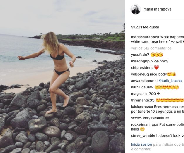 María Sharapova comparte en Instagram foto en la playa