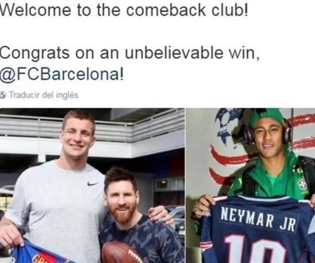 Los Patriots felicitaron al Barcelona por su triunfo