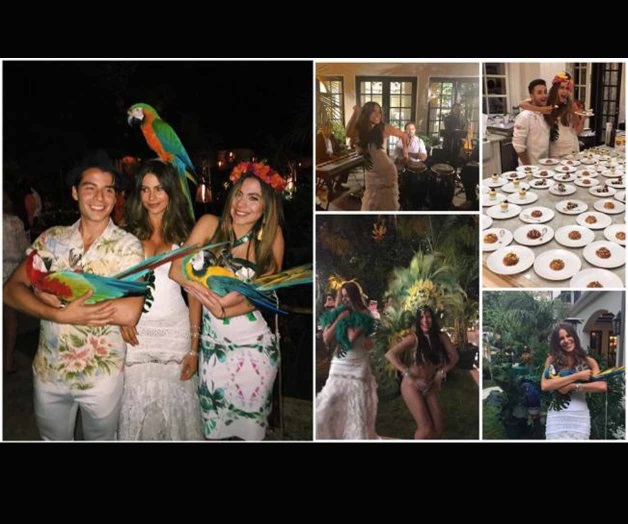Desatan polémica guacamayas en fiesta de Sofía Vergara