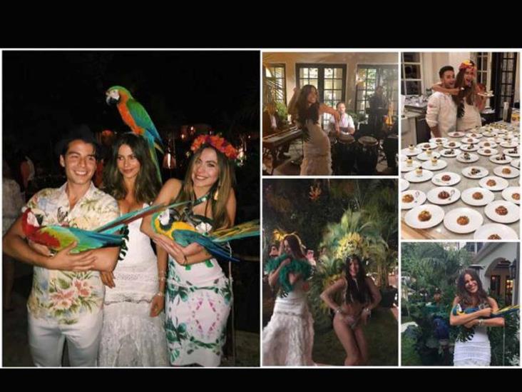 Desatan polémica guacamayas en fiesta de Sofía Vergara Desatan polémica guacamayas en fiesta de Sofía Vergara