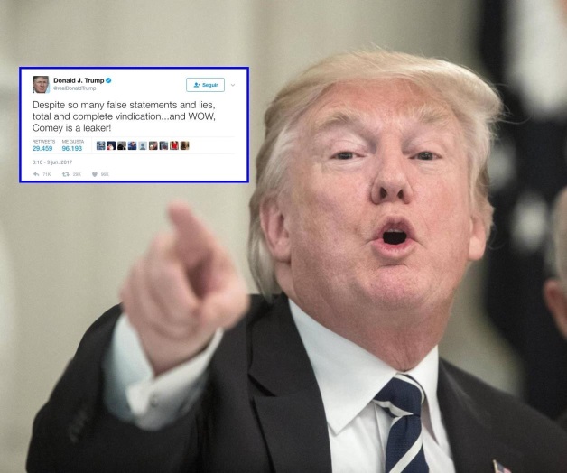 Arremete Trump contra Comey en Twitter; lo acusa de mentir y ser un filtrador Arremete Trump contra Comey en Twitter; lo acusa de mentir y ser un filtrador