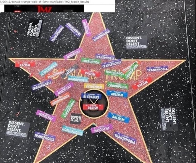 Vandalizan de nuevo estrella de Trump Vandalizan de nuevo estrella de Trump