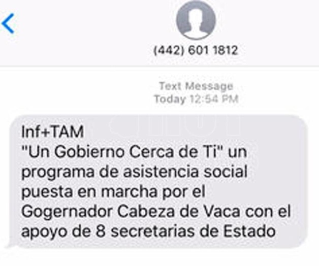 Gobierno no cuenta con envío de textos por celular Gobierno no cuenta con envío de textos por celular
