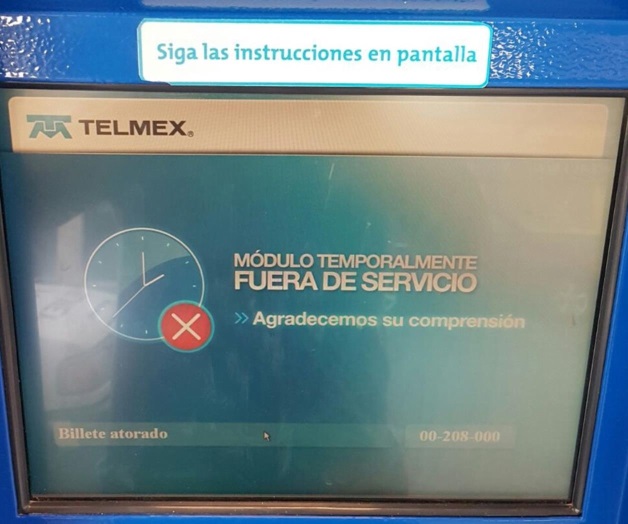 Fuera de servicio el cajero de Telmex Fuera de servicio el cajero de Telmex