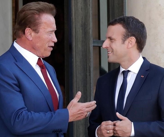 Se reúne Schwarzenegger con Emmanuel Macron Se reúne Schwarzenegger con Emmanuel Macron