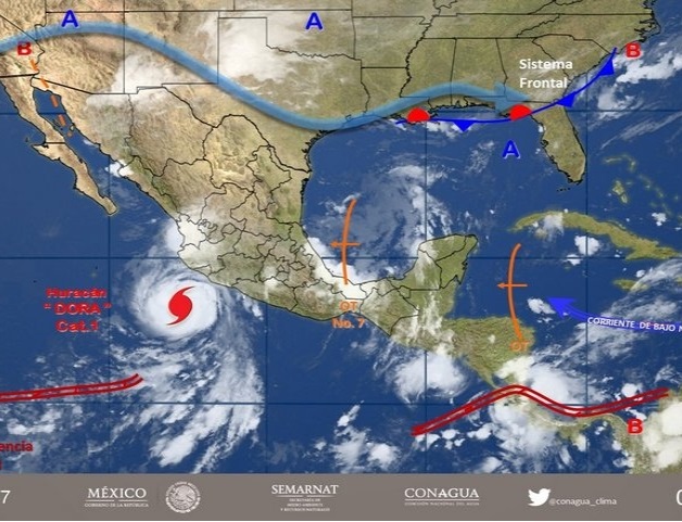 Dora se convierte en huracán categoría 1, en Océano Pacífico Dora se convierte en huracán categoría 1, en Océano Pacífico