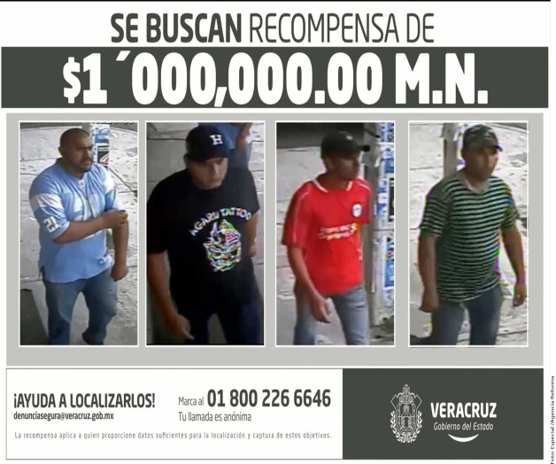 Recompensa por 4 sicarios en Veracruz Recompensa por 4 sicarios en Veracruz