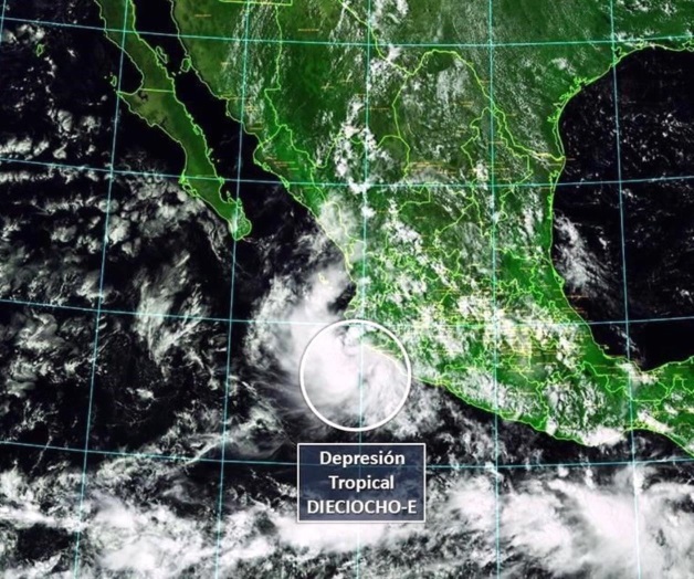 Depresión tropical 18-E en el Pacífico