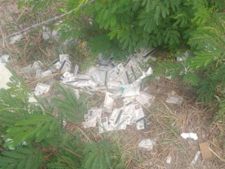 Aseguran estatales credenciales INE encontradas en solar baldío Aseguran estatales credenciales INE encontradas en solar baldío