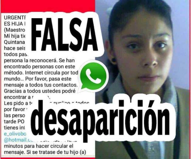 Falsa desaparición de Jennifer García; imagen circula en WhatsApp
