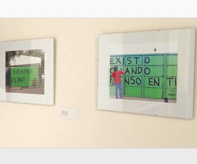 Con su grafiti da la batalla a violencia. Acción Poética