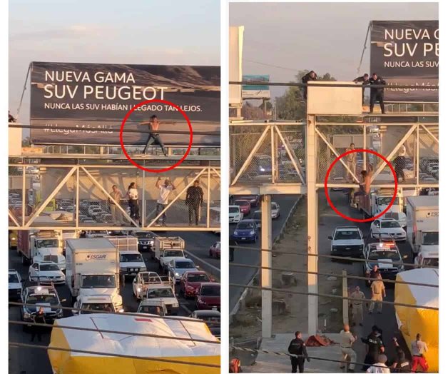 Se avienta a fuerza’ de puente para acabar con su vida (VIDEO)