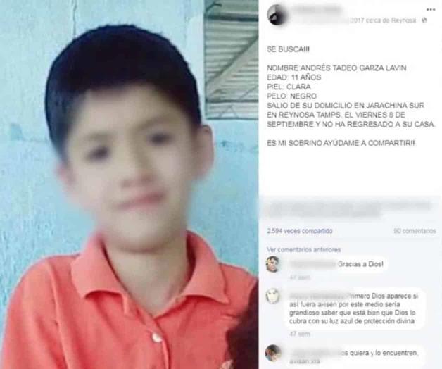 Encuentran en NL a niño desaparecido en Reynosa Encuentran en NL a niño desaparecido en Reynosa