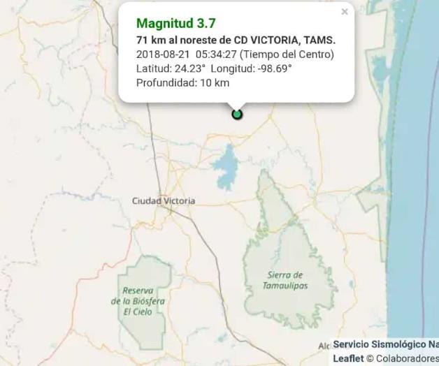 TAMAULIPAS: Tercer sismo detectado en cercanías de Victoria TAMAULIPAS: Tercer sismo detectado en cercanías de Victoria