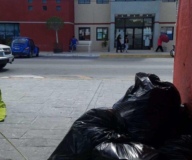 Arroja basura frente al Palacio Municipal Arroja basura frente al Palacio Municipal