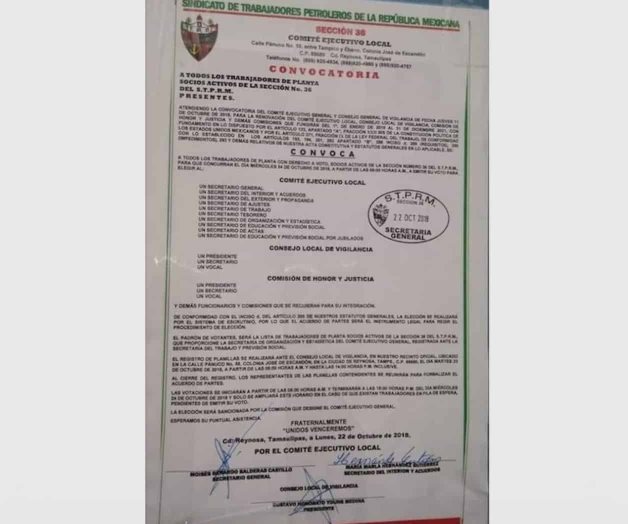 Sale convocatoria para renovar dirigencia sindical petrolera Sale convocatoria para renovar dirigencia sindical petrolera