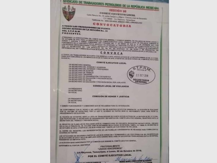 Sale convocatoria para renovar dirigencia sindical petrolera Sale convocatoria para renovar dirigencia sindical petrolera