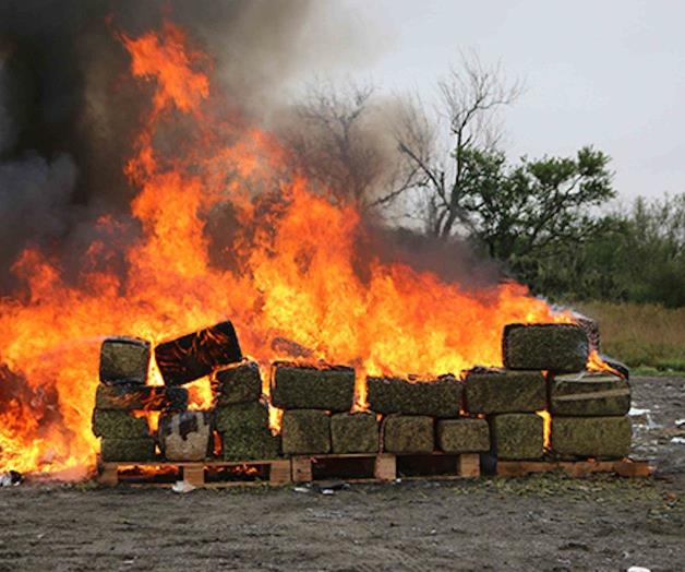 Incineran en Reynosa 1.4 toneladas de droga
