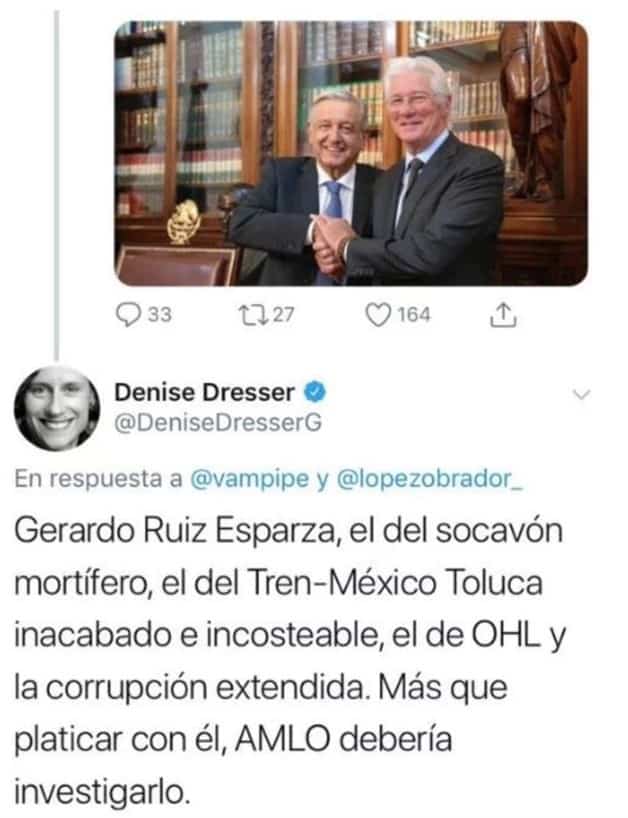 Debería investigarlo, confunde Dresser a Richard Gere con ex funcionario