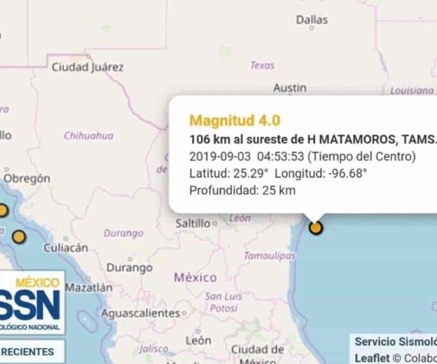 Registra Sismológico temblor en Matamoros