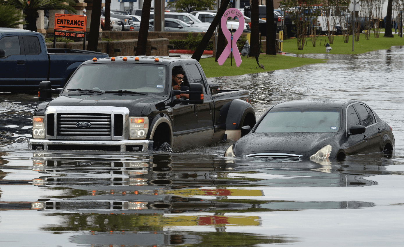 TRANQUILOS. Dos conductores charlan de vehículo a auto en espera de ser rescatados.