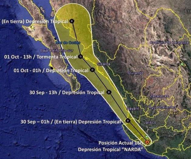 Se degrada Narda a depresión tropical