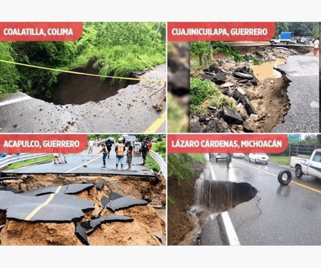 Provoca Narda daños en carreteras y viviendas