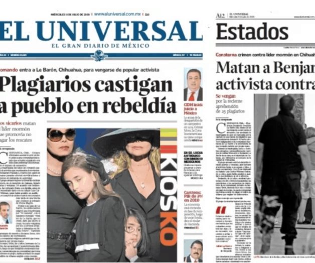 Así informaba EL UNIVERSAL el homicidio de Benjamín LeBarón en 2009 Así informaba EL UNIVERSAL el homicidio de Benjamín LeBarón en 2009