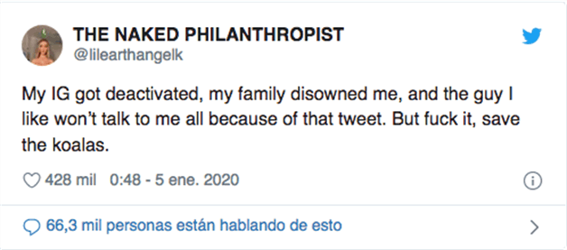 Influencer ofrece desnudos a cambio de donaciones para ayudar a Australia