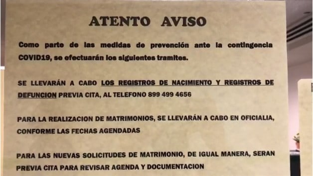 Opera bajo citas el Registro Civil de Reynosa