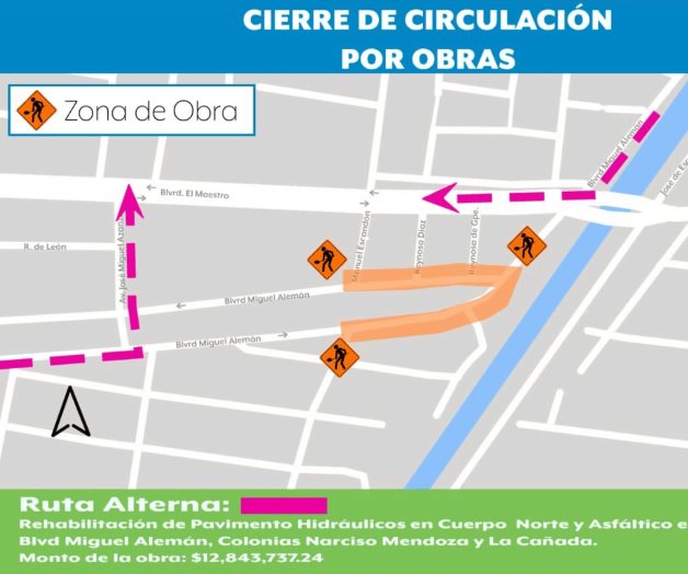 Cierre de vialidades en La Cañada y Narciso Mendoza