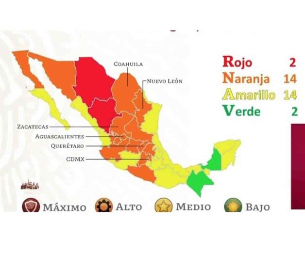 Seis estados, a punto del semáforo rojo; Chiapas, segundo estado en pasar a verde