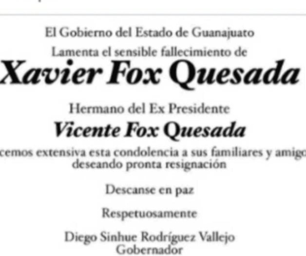 Fallece Xavier Fox Quesada, hermano del expresidente Vicente Fox