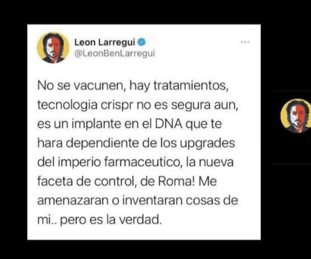 Le cierran Twitter a Larregui por conspirar contra vacunas