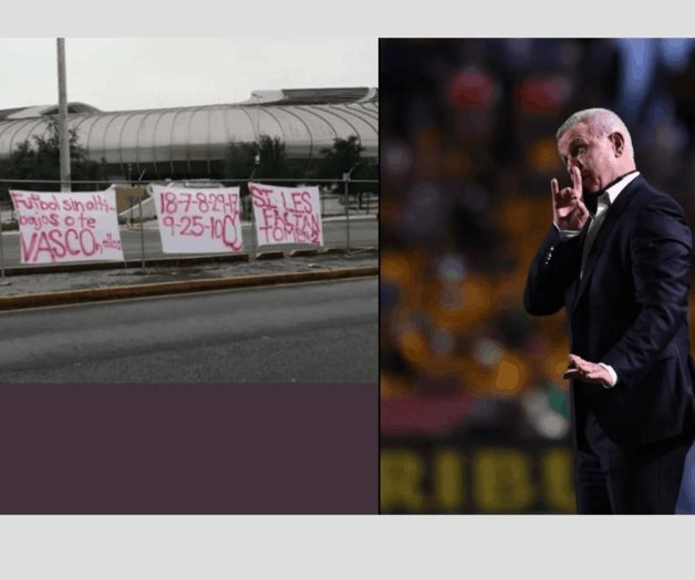 Aficionados de Rayados protestan contra el Vasco Aficionados de Rayados protestan contra el Vasco