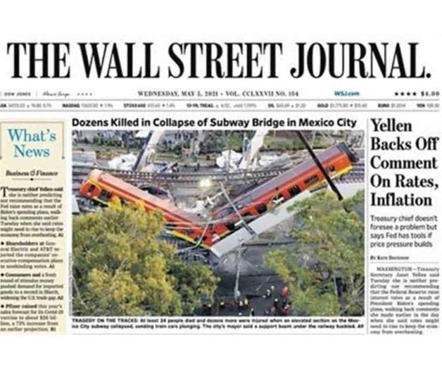 Acapara colapso en Metro portadas en EU