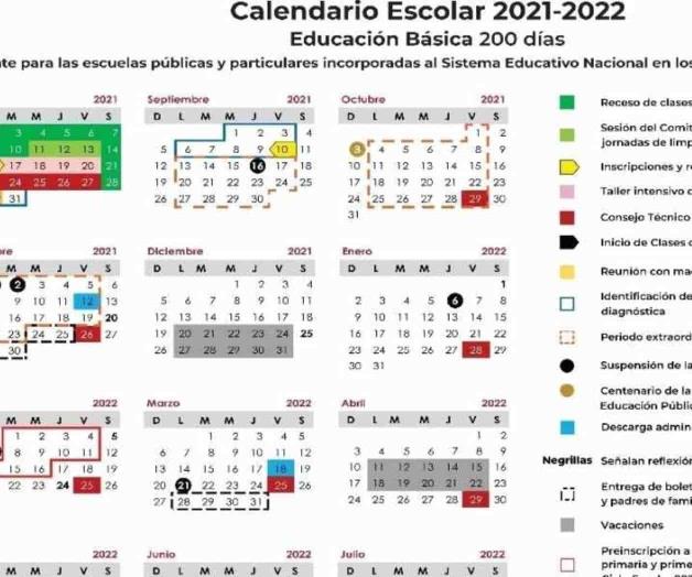 SEP publica el calendario oficial Escolar 2021-2022
