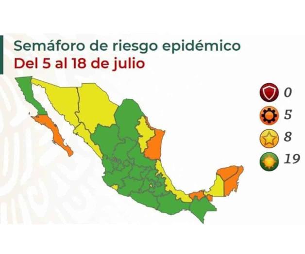 Sin cambios el semáforo Covid del 5 al 18 de julio en el país Sin cambios el semáforo Covid del 5 al 18 de julio en el país